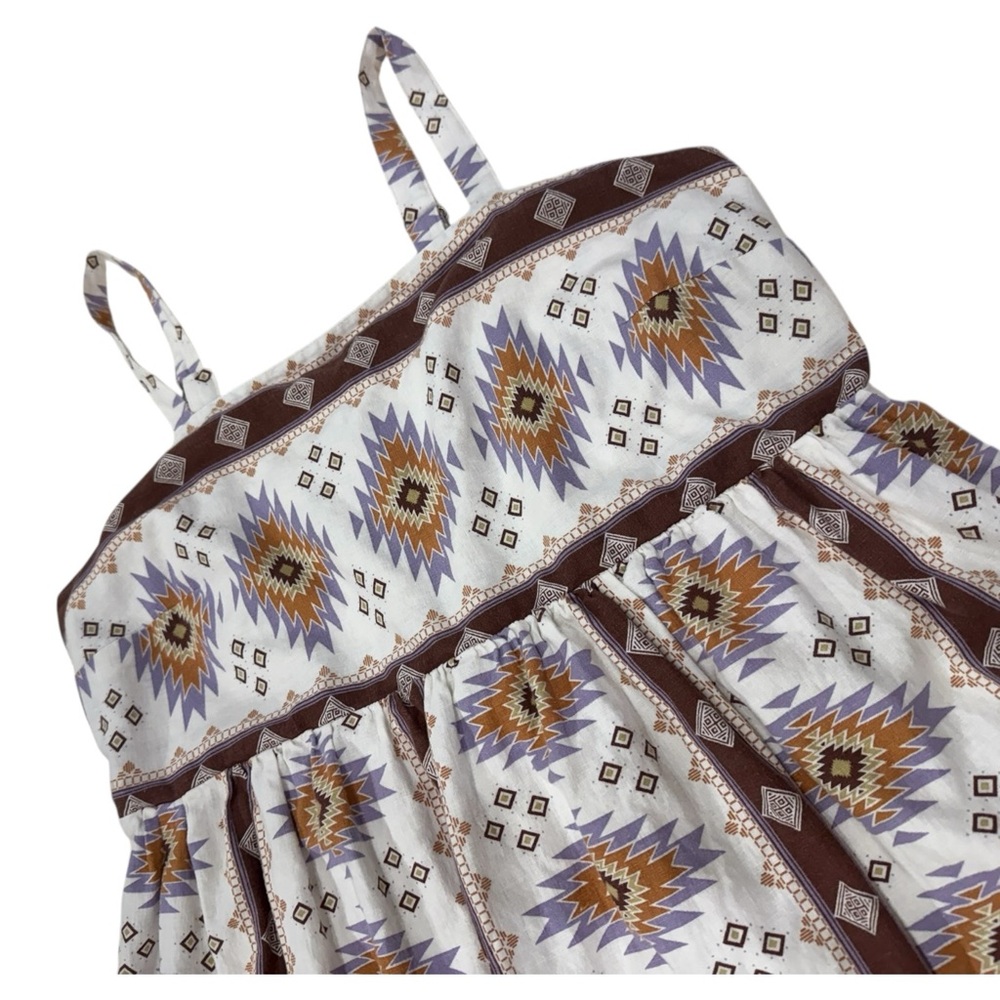 NWOT Sonoma Boho Aztec Midi Dress - w/Pockets, Adjustable Straps, Empire Waist - Picture 3 of 14